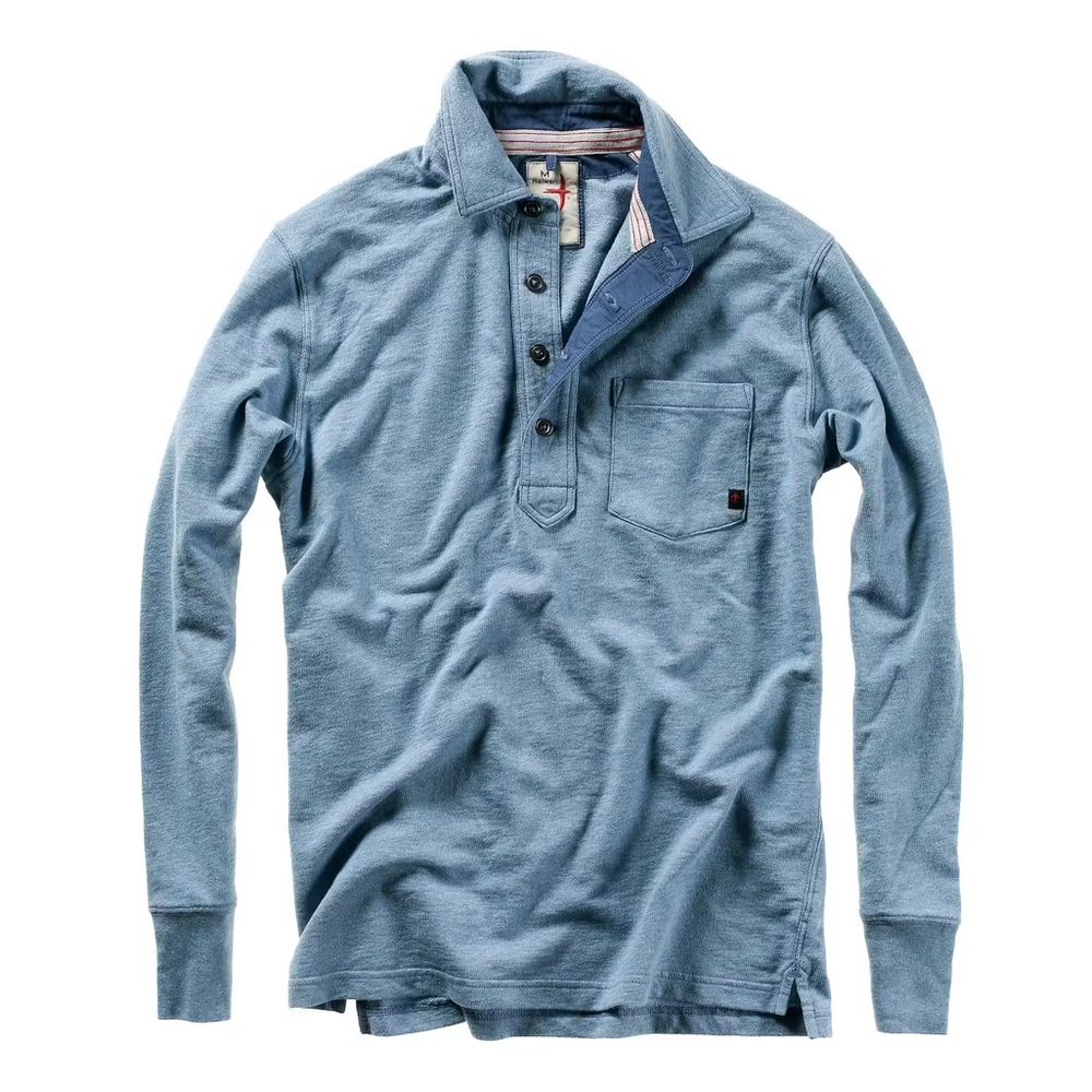 Relwen French Loop Polo - Blue Steel Heather - Large
